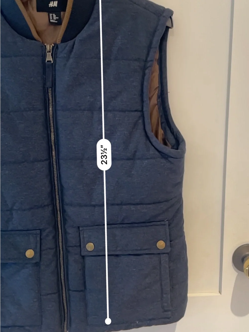 H&M Men’s Quilted Navy/Caramel Puffer Vest Size 38R(medium)